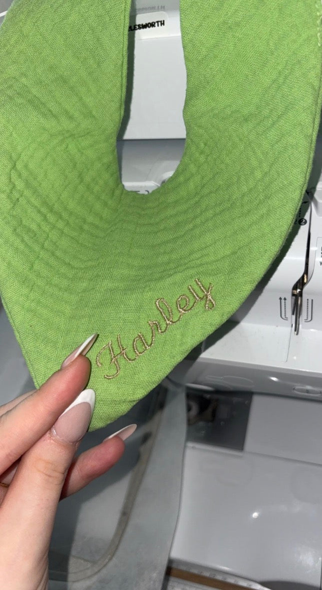 Personalized Embroidered Baby Bib - Bandana Dribble Bib, Custom Name