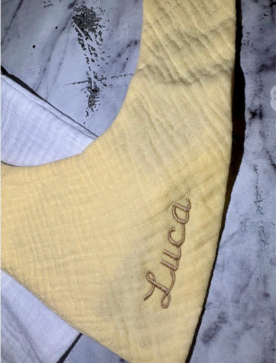 Personalized Embroidered Baby Bib - Bandana Dribble Bib, Custom Name