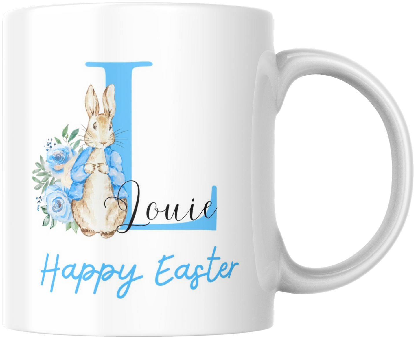 Peter Rabbit Happy Easter Personalised Mug Pink or Blue