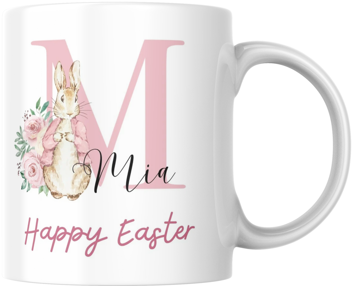 Peter Rabbit Happy Easter Personalised Mug Pink or Blue