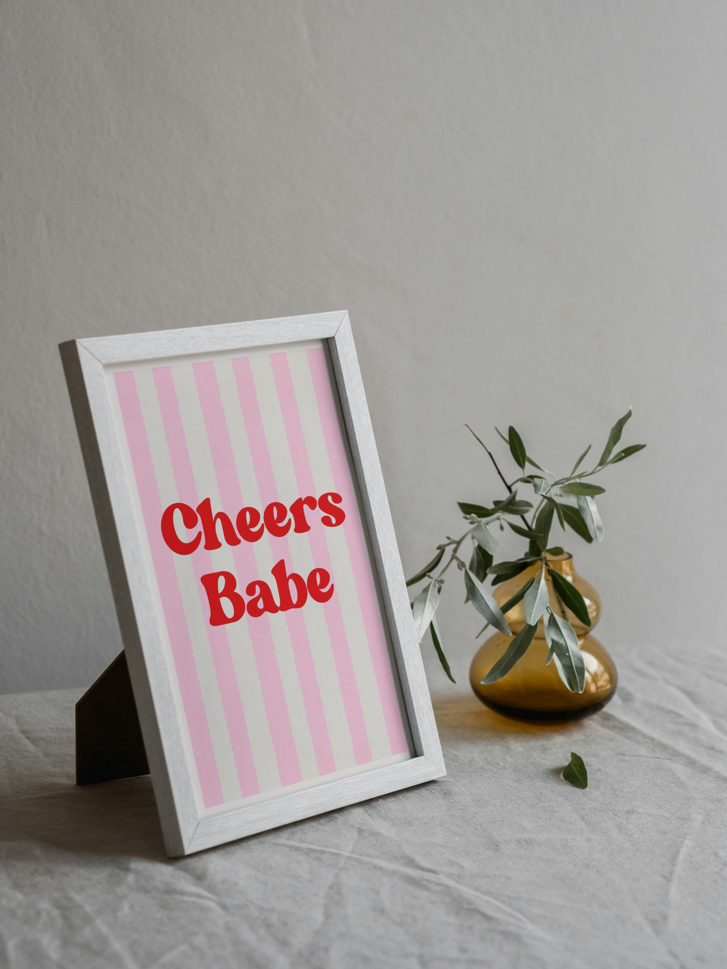 Cheers Babe Wall Art Printable | Pink Print | Girly Home Decor | Digital Download A4 and A5