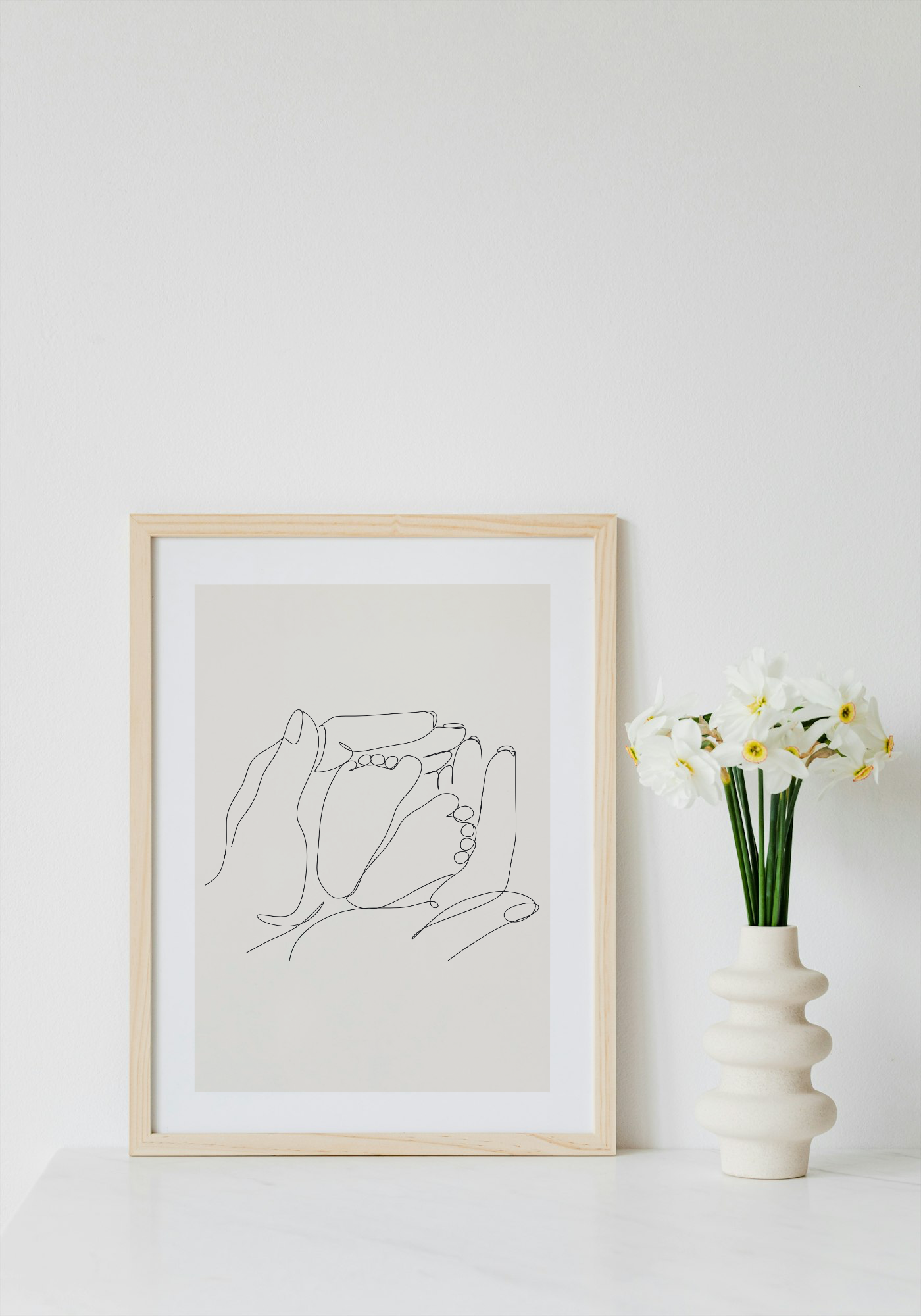 Fine Line Parent-Child Feet Wall Art Printable | Cute Wall Art | Parent Child New Baby Home Decor | Digital Download A4 and A5