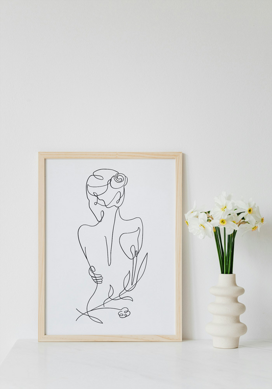 Fine Line Female Body Outline Wall Art Printable | Cute Print | Home Decor | Digital Download A4 and A5