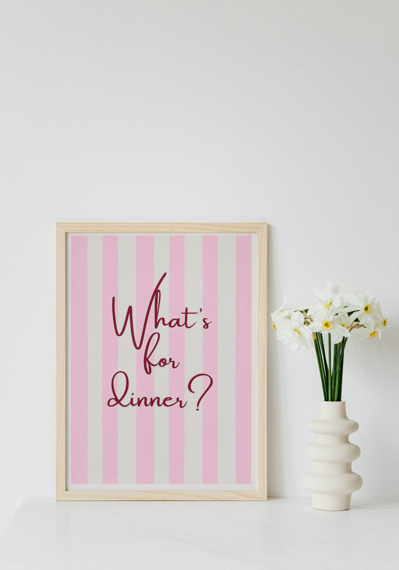 What’s For Dinner? Wall Art Printable | Pink Print | Girly Home Decor | Digital Download A4 and A5