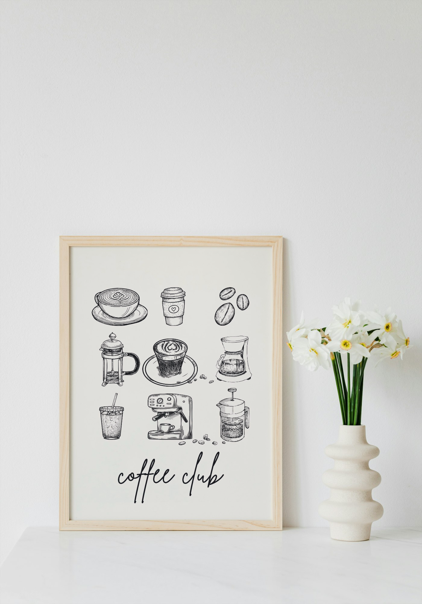Coffee Time Wall Art Printable | Kitchen Print | Coffee Lover Home Decor | Digital Download A4 and A5