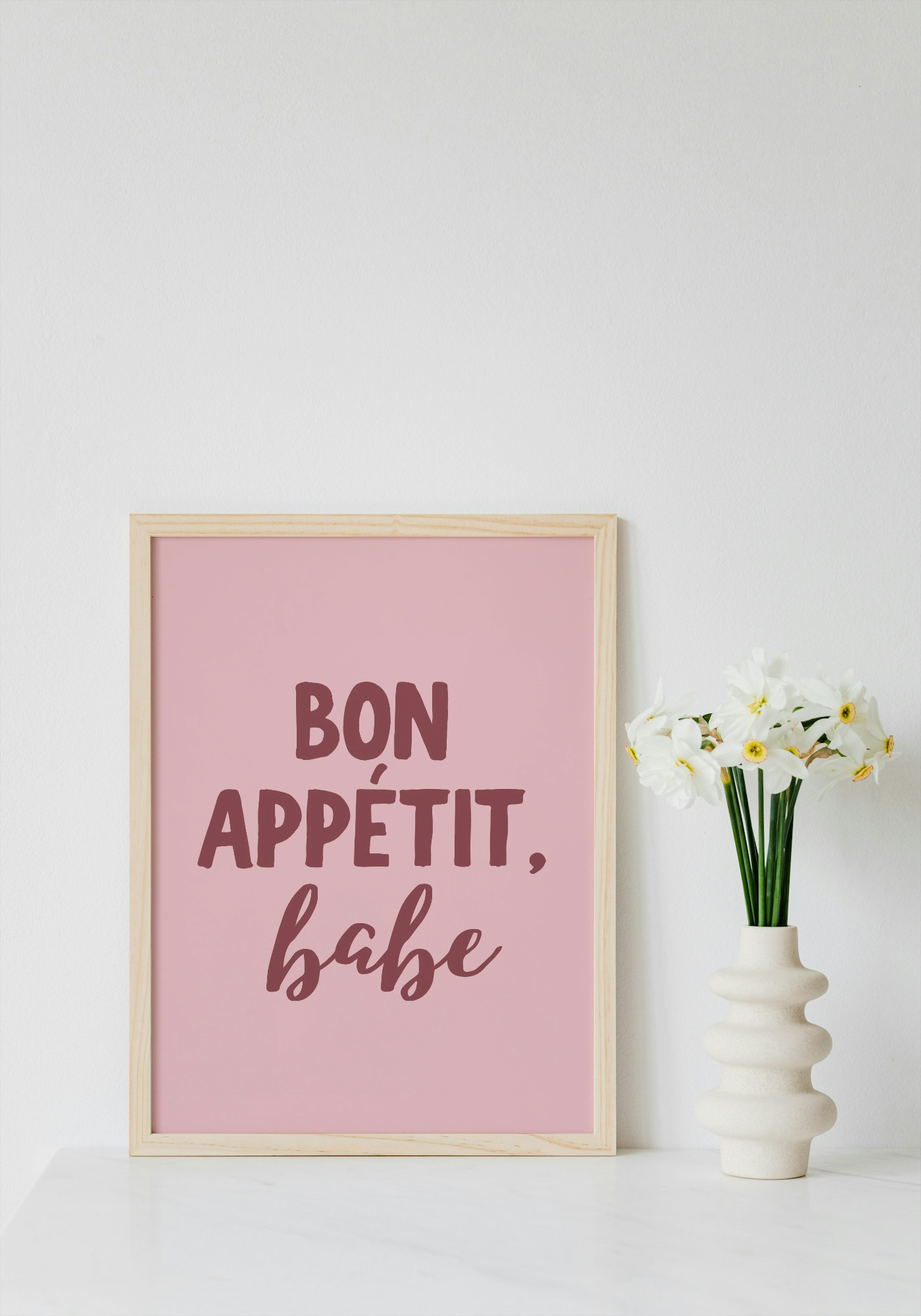 Bon Appetit Babe Wall Art Printable | Pink Kitchen Print | Girly Home Decor | Digital Download A4 and A5