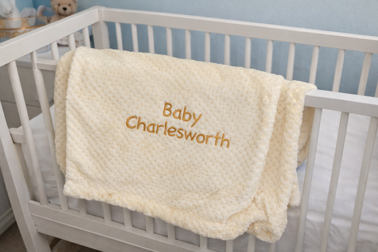 Yellow or Blue Soft Baby Waffle Blanket Personalised with Any Text