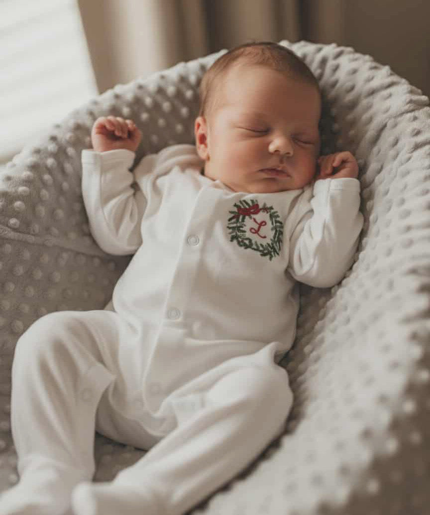 Christmas Baby Outfit Set – Personalised Festive Baby Grow, Vest & Bib