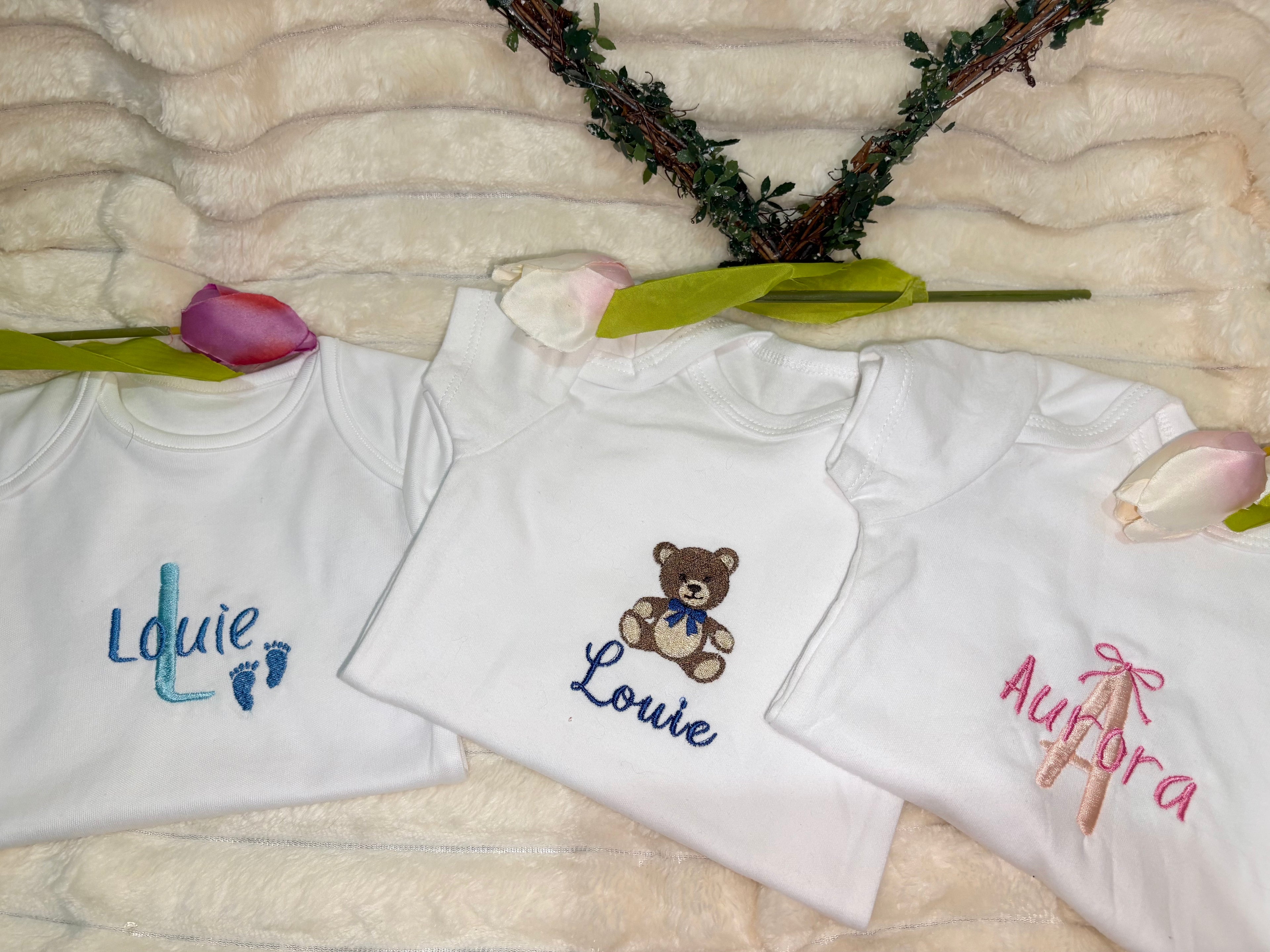 Personalised Baby Vest with Embroidered Name and design