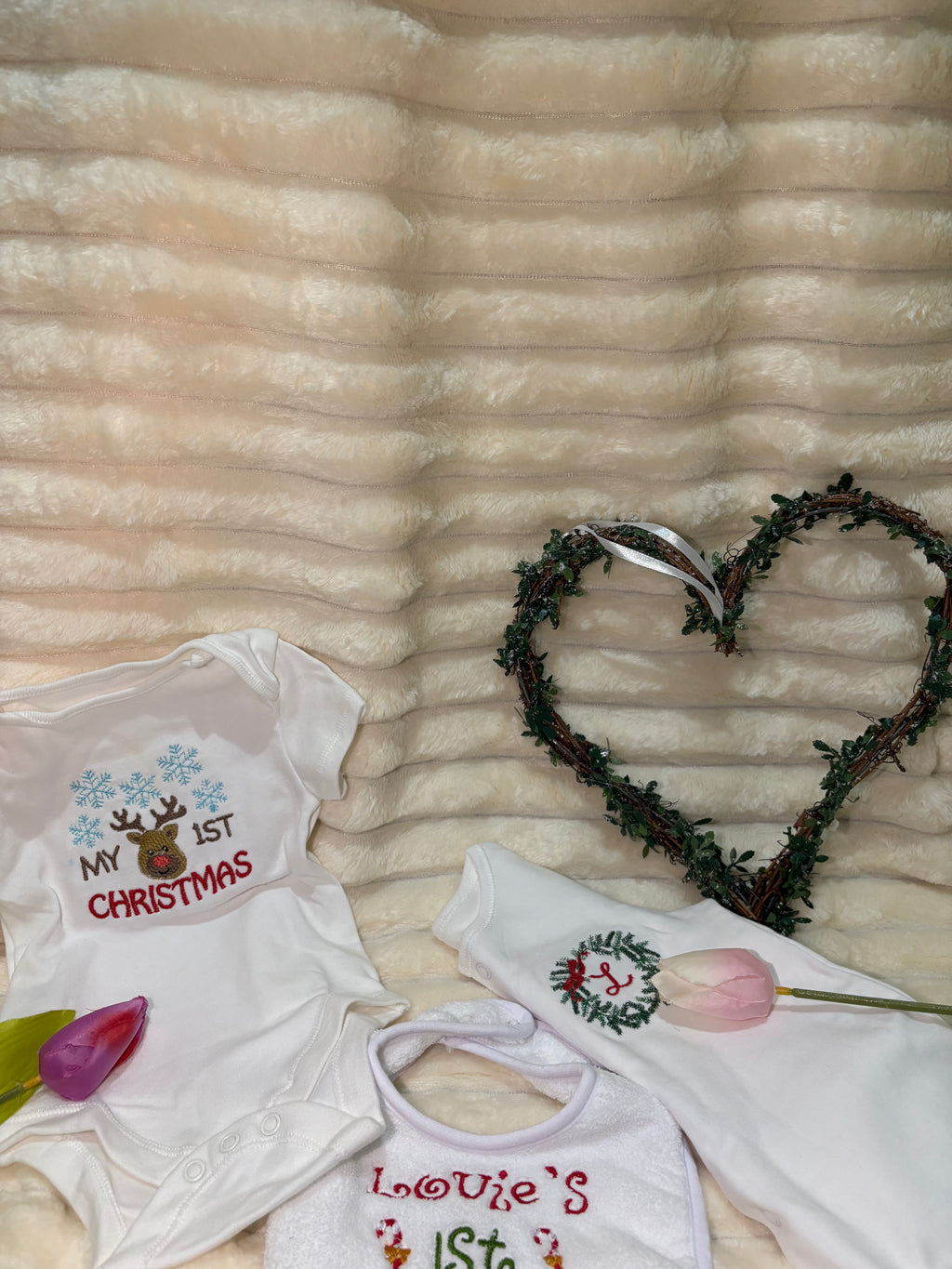 Christmas Baby Outfit Set – Personalised Festive Baby Grow, Vest & Bib