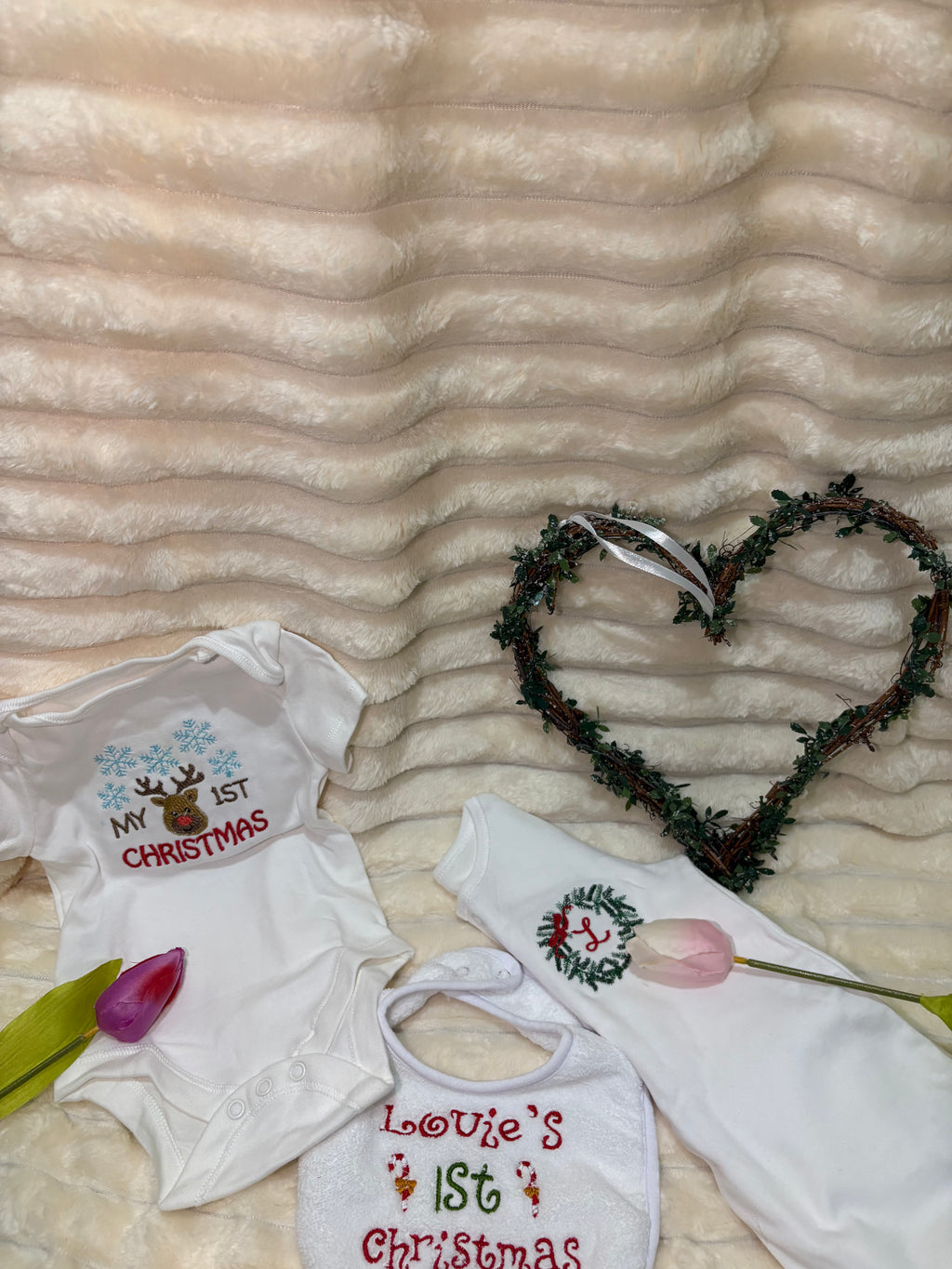 Christmas Baby Outfit Set – Personalised Festive Baby Grow, Vest & Bib