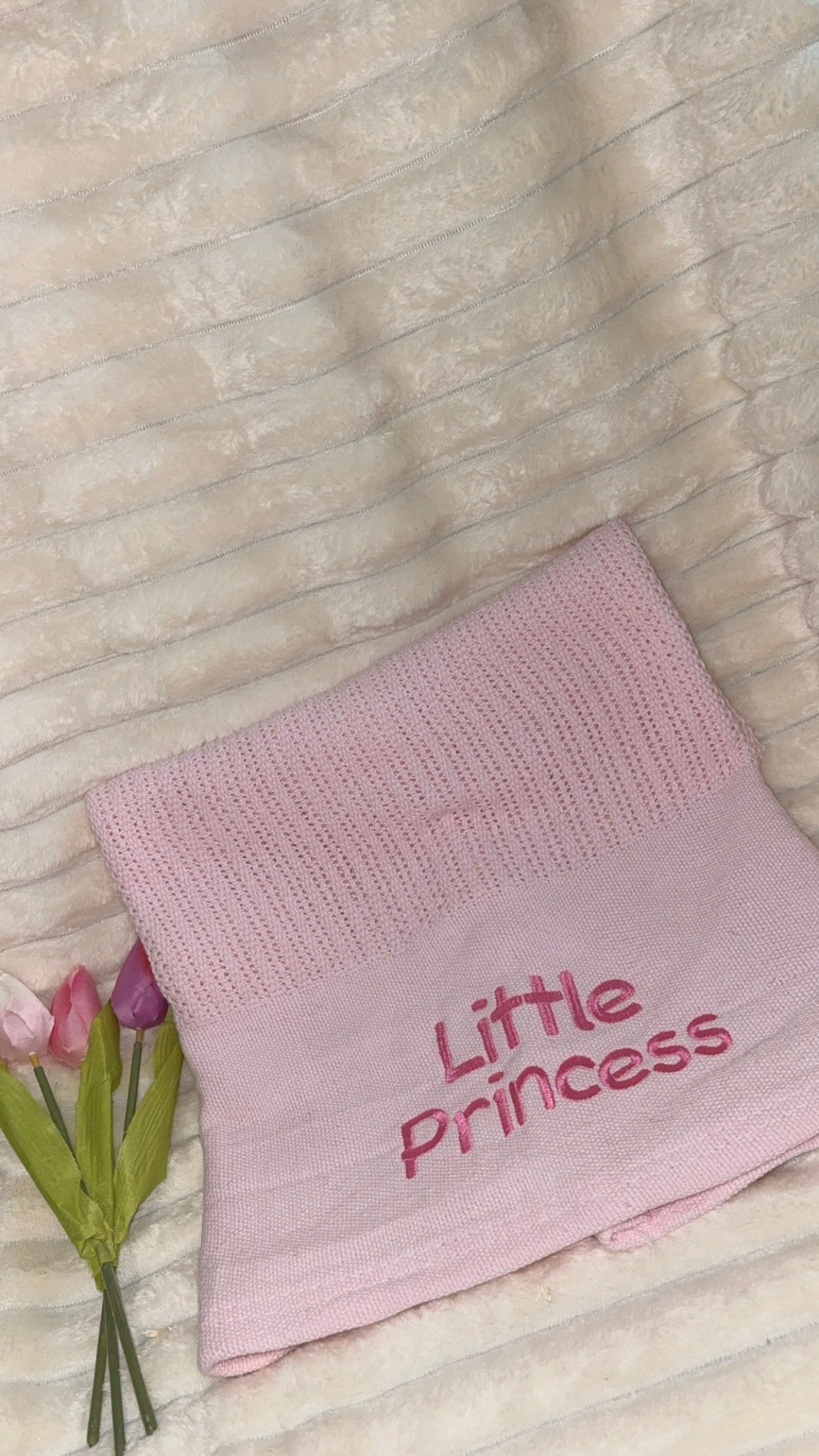 Soft Cellular Blanket- Embroidered with Baby's Name or Message