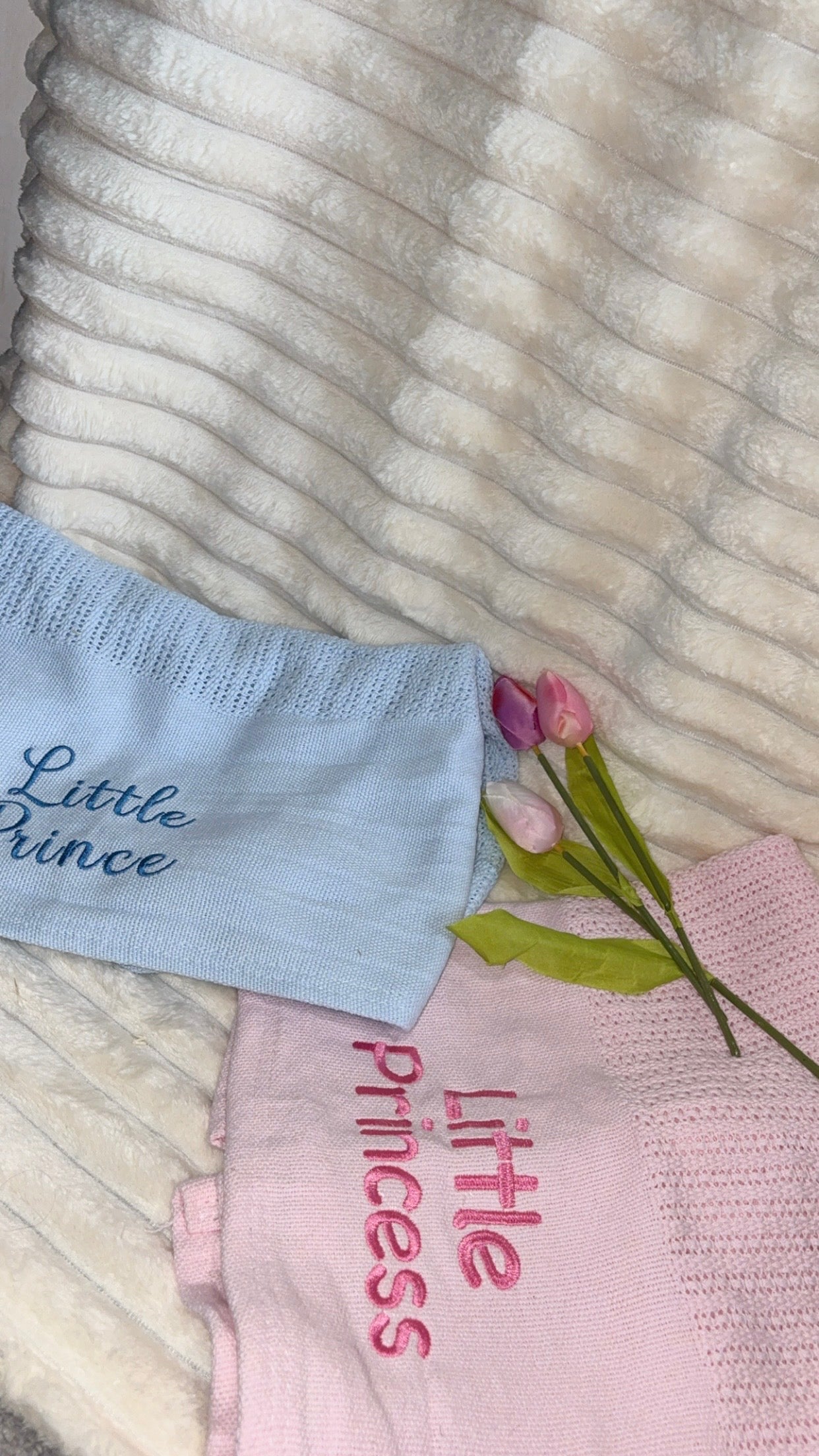 Soft Cellular Blanket- Embroidered with Baby's Name or Message