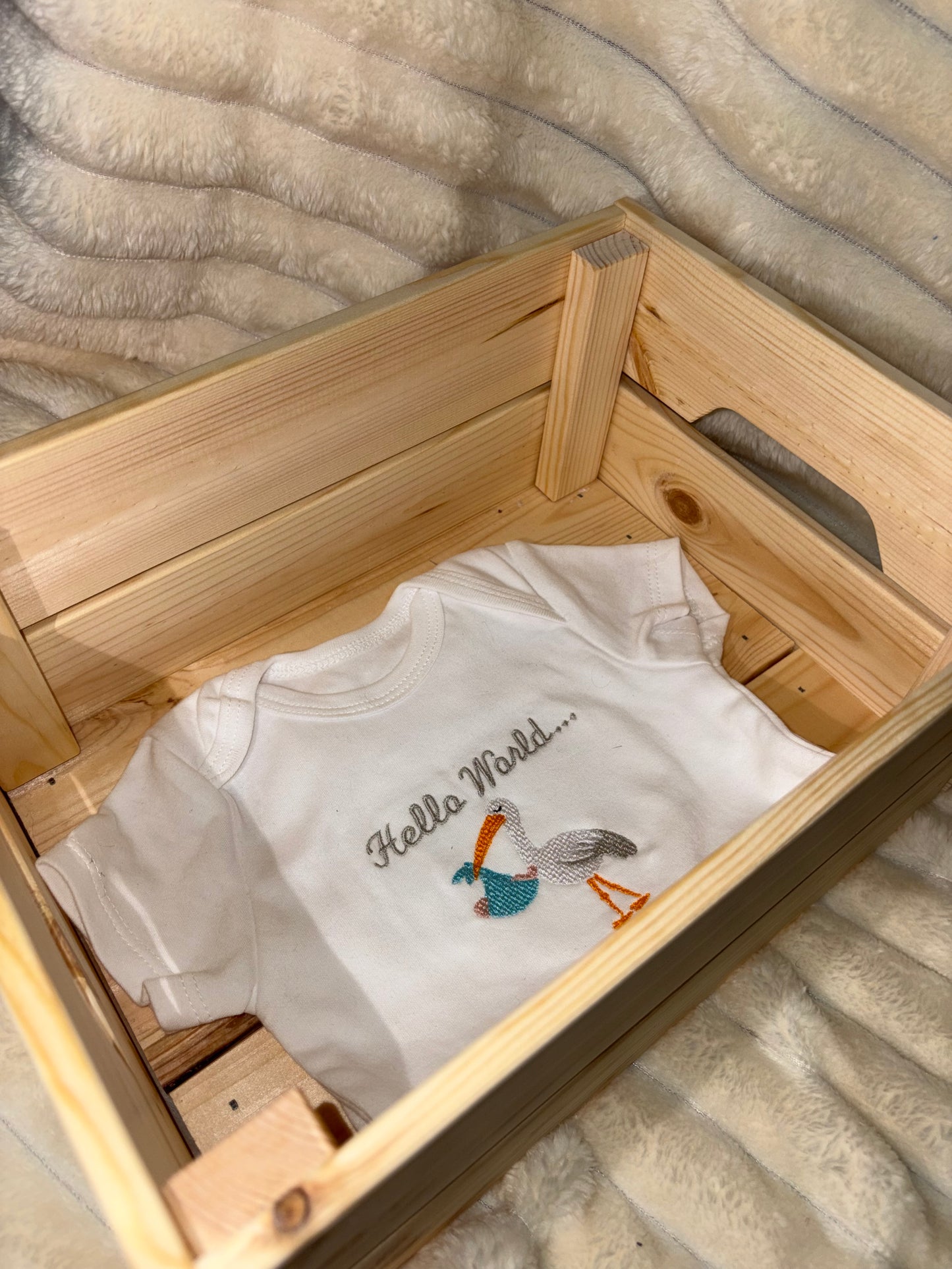 0-3 Month Baby Vest Hello World Embroidered Newborn Gift