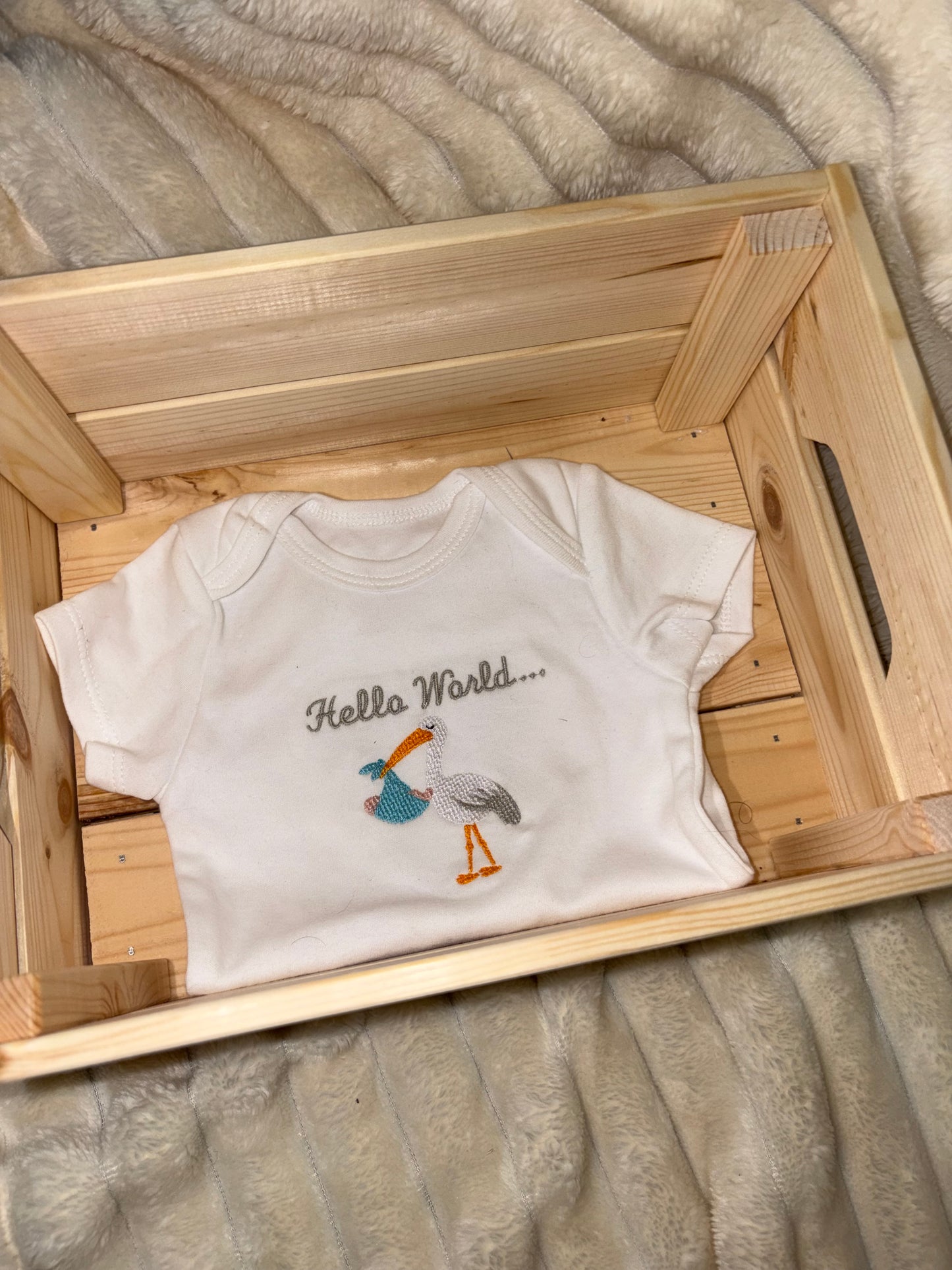 0-3 Month Baby Vest Hello World Embroidered Newborn Gift