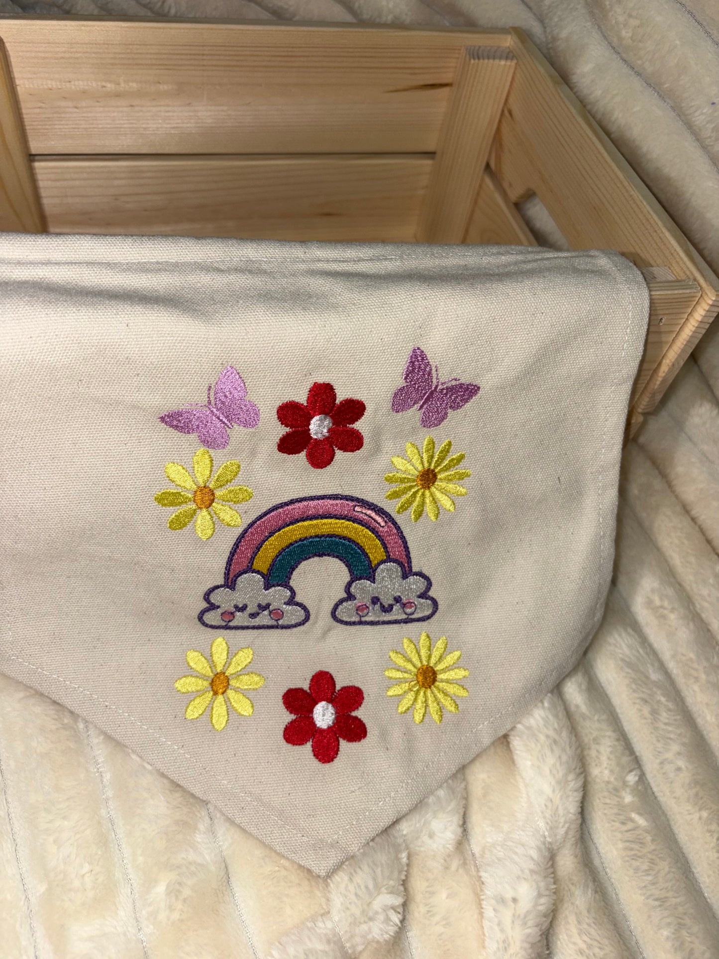 Rainbow and Flowers Wall Banner Room Decor Nursery