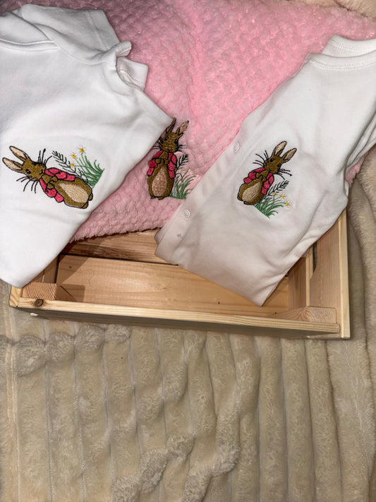 Pink Peter Rabbit Pink Baby Blanket, Vest and Sleepsuit Bundle | Baby Outfit