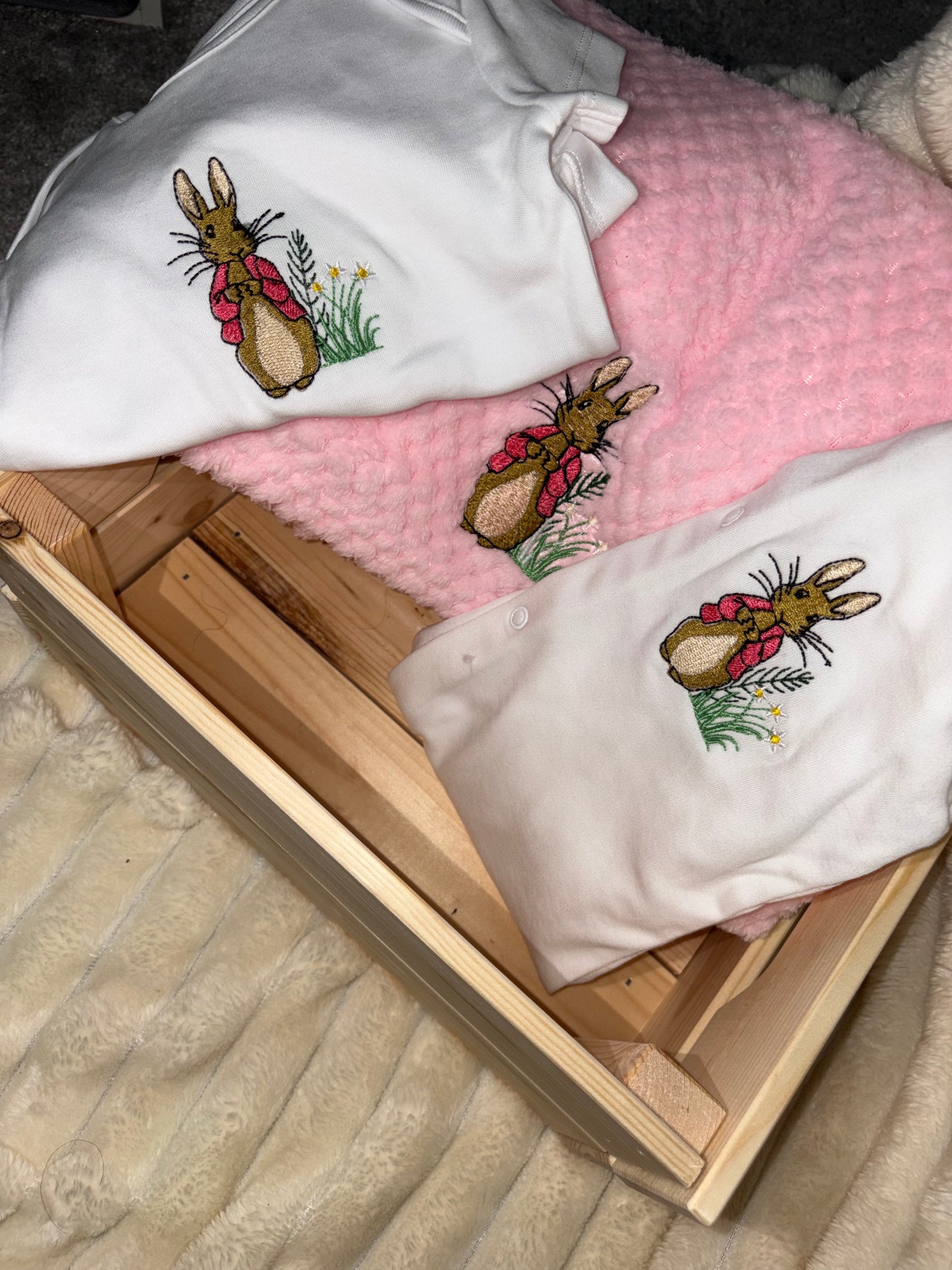Pink Peter Rabbit Pink Baby Blanket, Vest and Sleepsuit Bundle | Baby Outfit