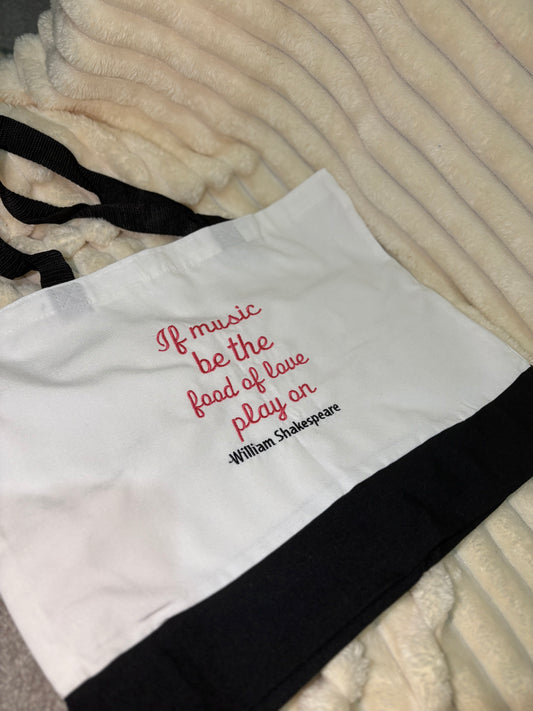 Shakespeare Quote Tote Bag | 'If Music Be The Food of Love' | Literary Gift | English Teacher Gift | William Shakespeare