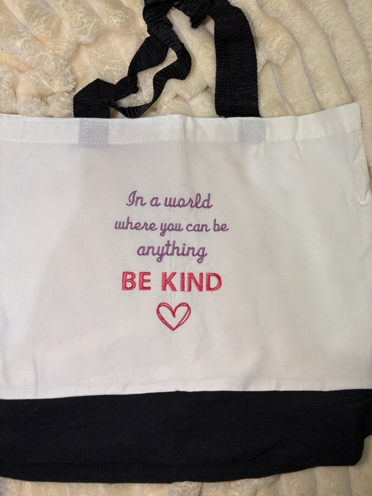 In a World Be Kind Tote Bag | Inspirational Quote Canvas Tote Bag | Positive Message Gift |Motivational Anti-Bullying Tote