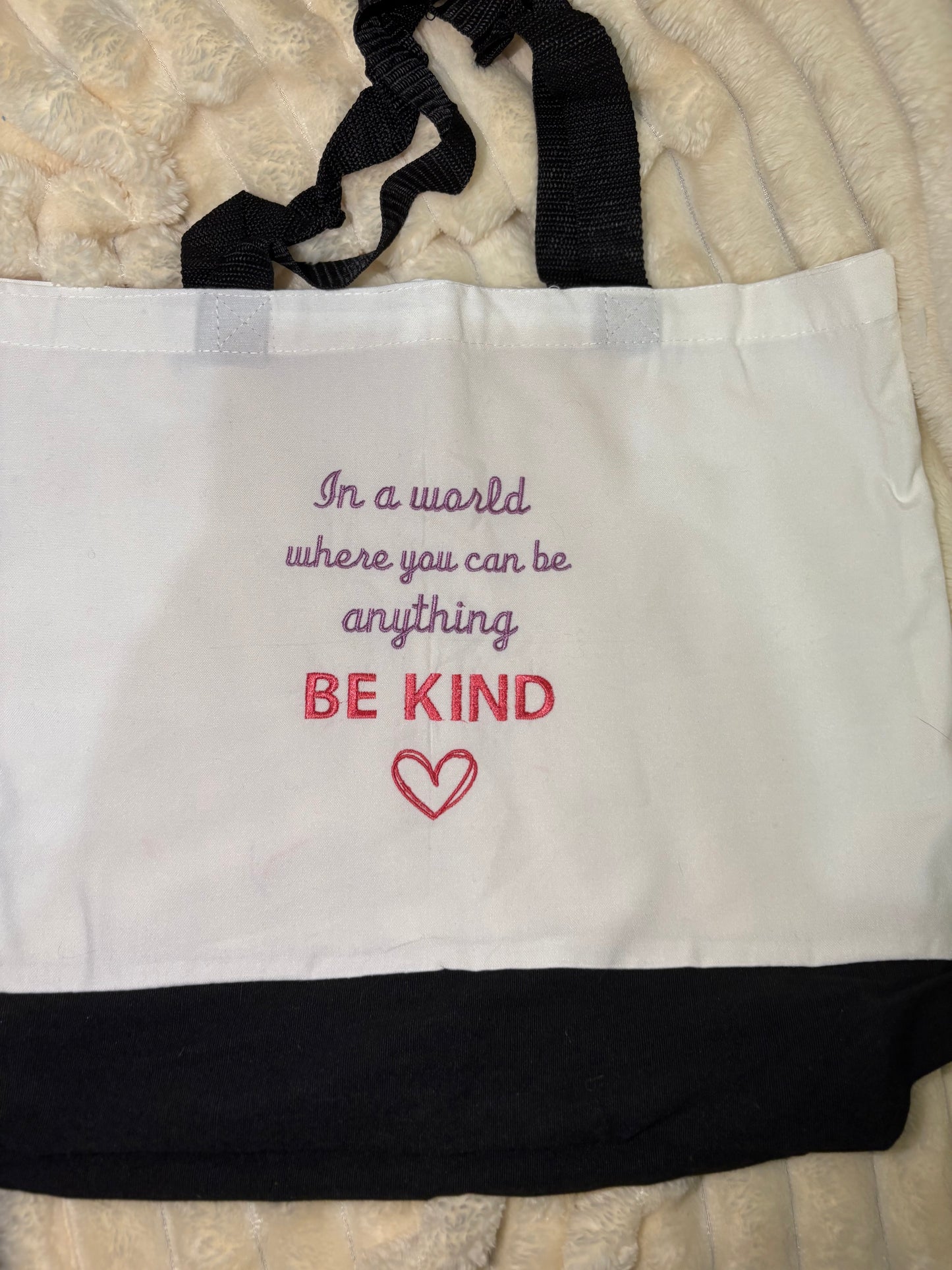 In a World Be Kind Tote Bag | Inspirational Quote Canvas Tote Bag | Positive Message Gift |Motivational Anti-Bullying Tote