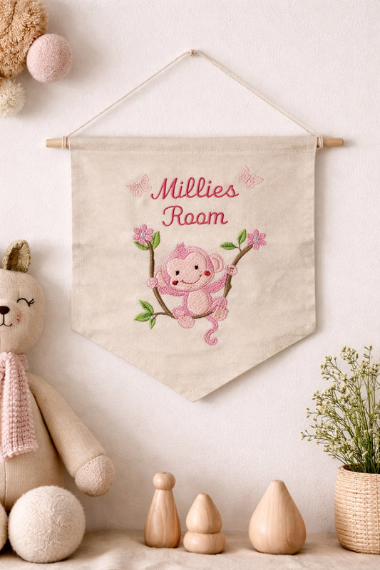 Pink Monkey Design Wall Banner Room Decor Nursery