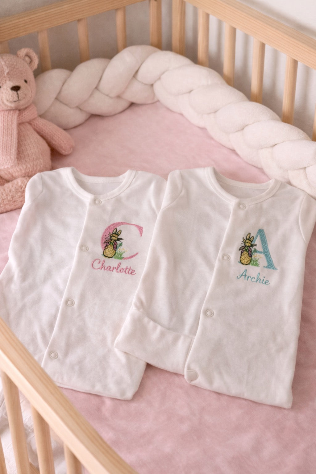 Peter Rabbit Personalised Sleepsuit- Pink or Blue