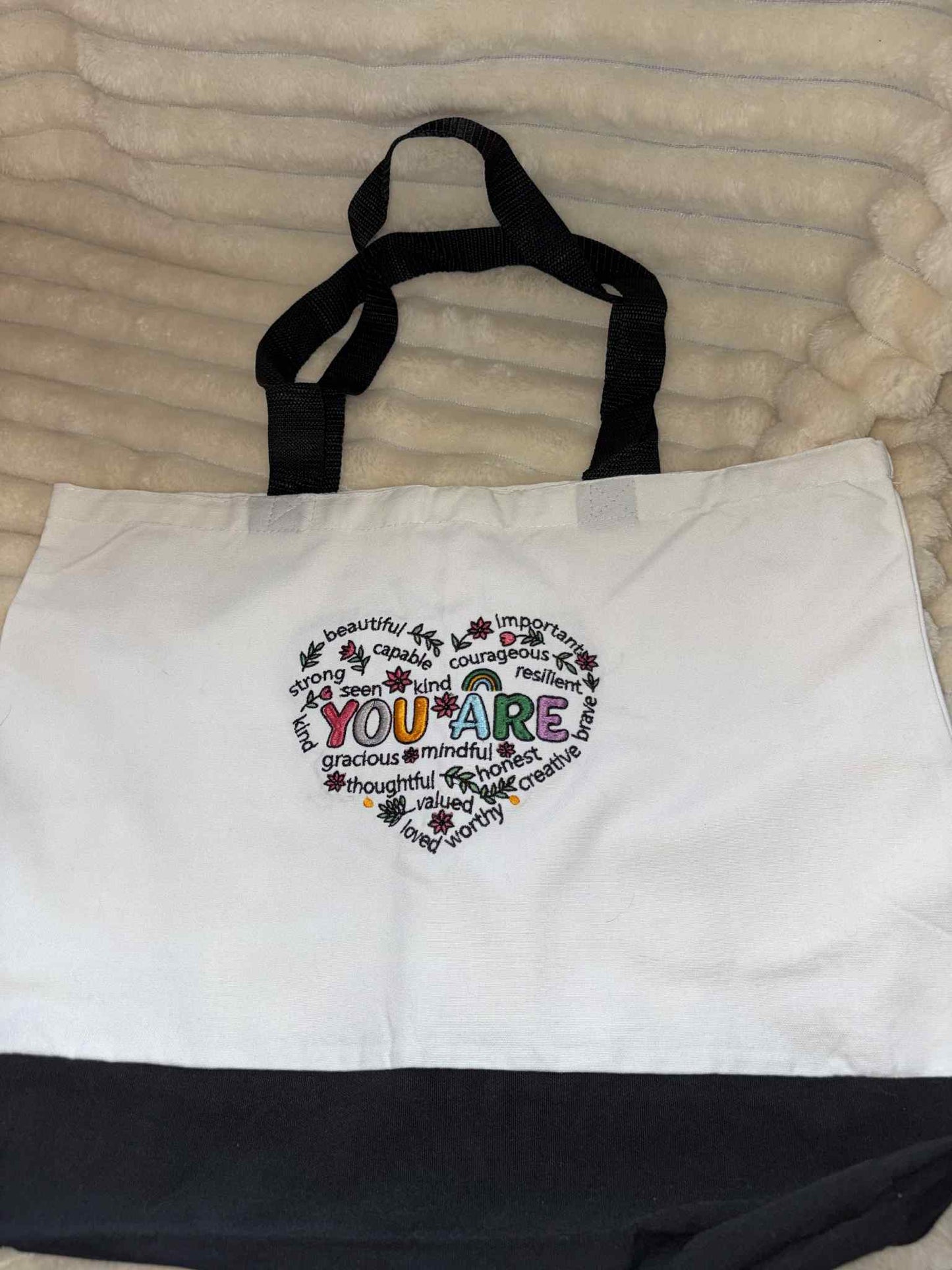 You Are” Positive Affirmation Embroidered Tote Bag