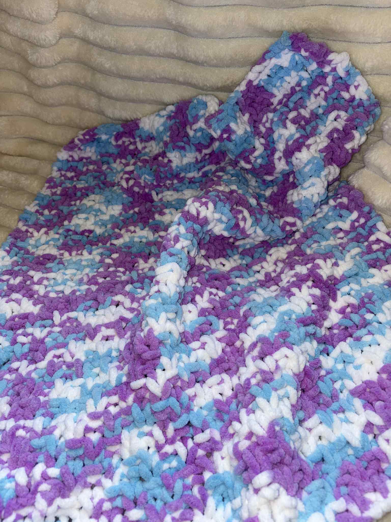Hand Knitted Needle Knitted Baby Pram Blanket , Multicolour Bubblegum 25x30inch