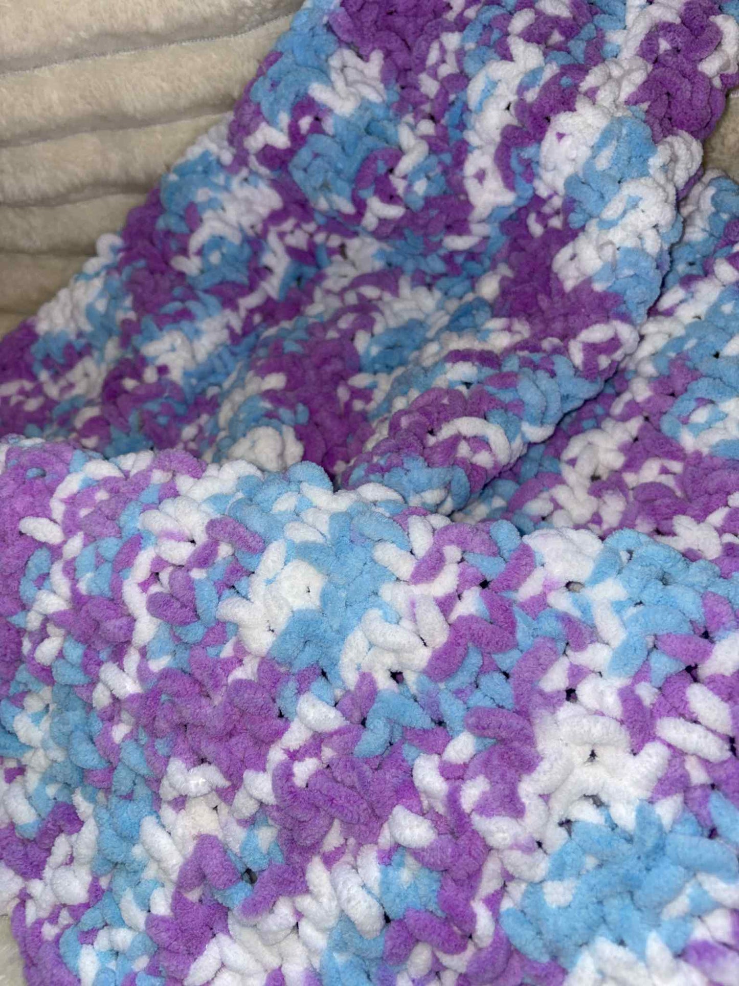 Hand Knitted Needle Knitted Baby Pram Blanket , Multicolour Bubblegum 25x30inch