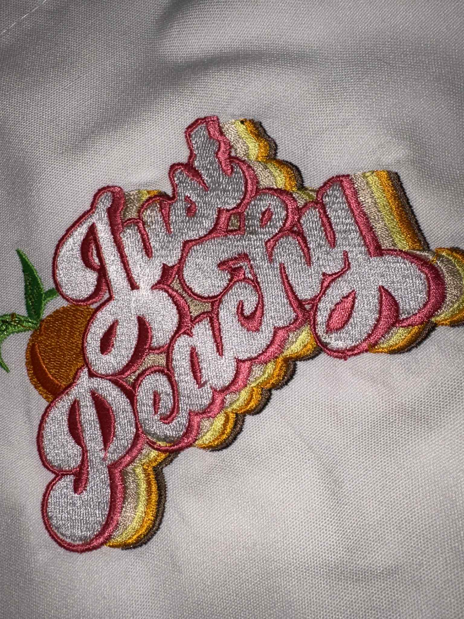 Retro 'Just Peachy' Embroidered Tote Bag
