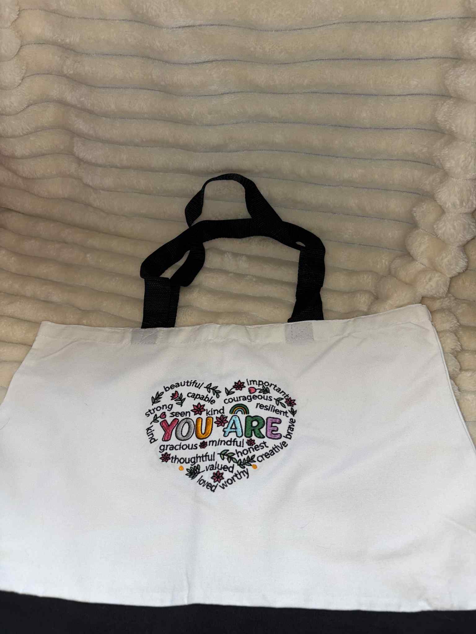You Are” Positive Affirmation Embroidered Tote Bag