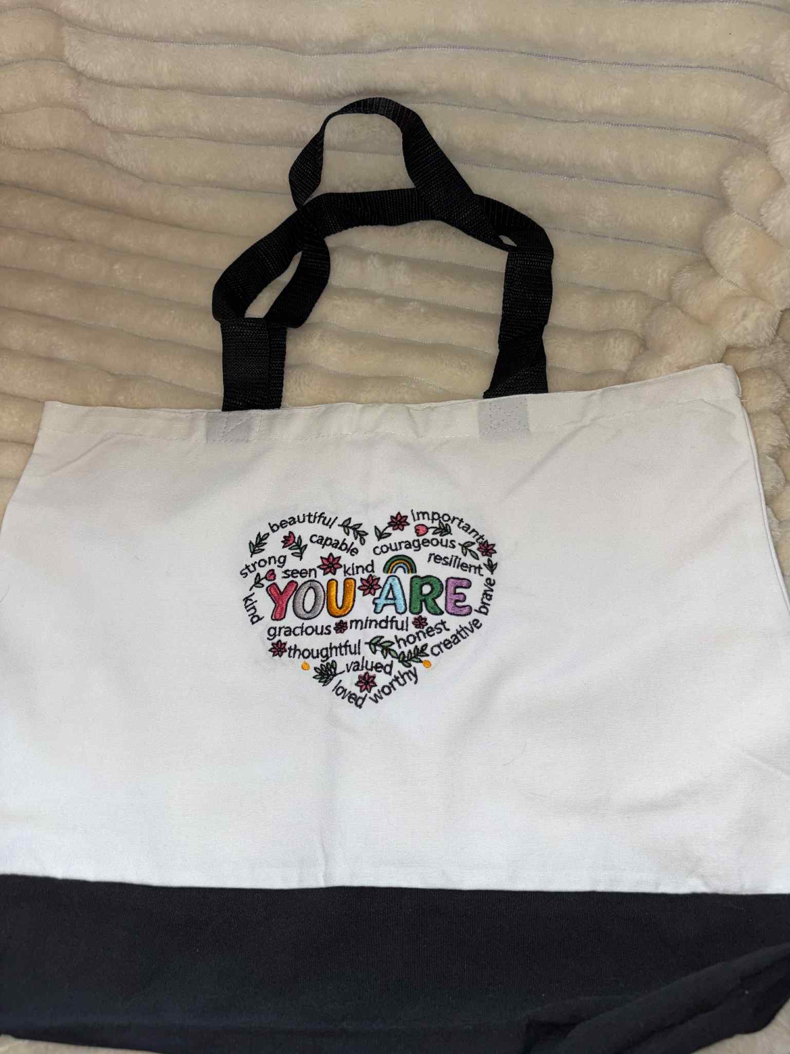 You Are” Positive Affirmation Embroidered Tote Bag