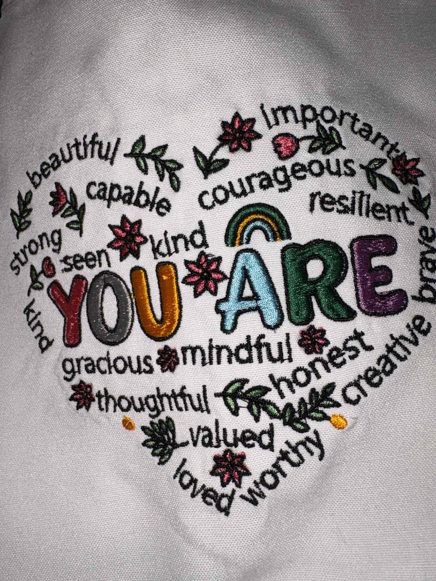 You Are” Positive Affirmation Embroidered Tote Bag