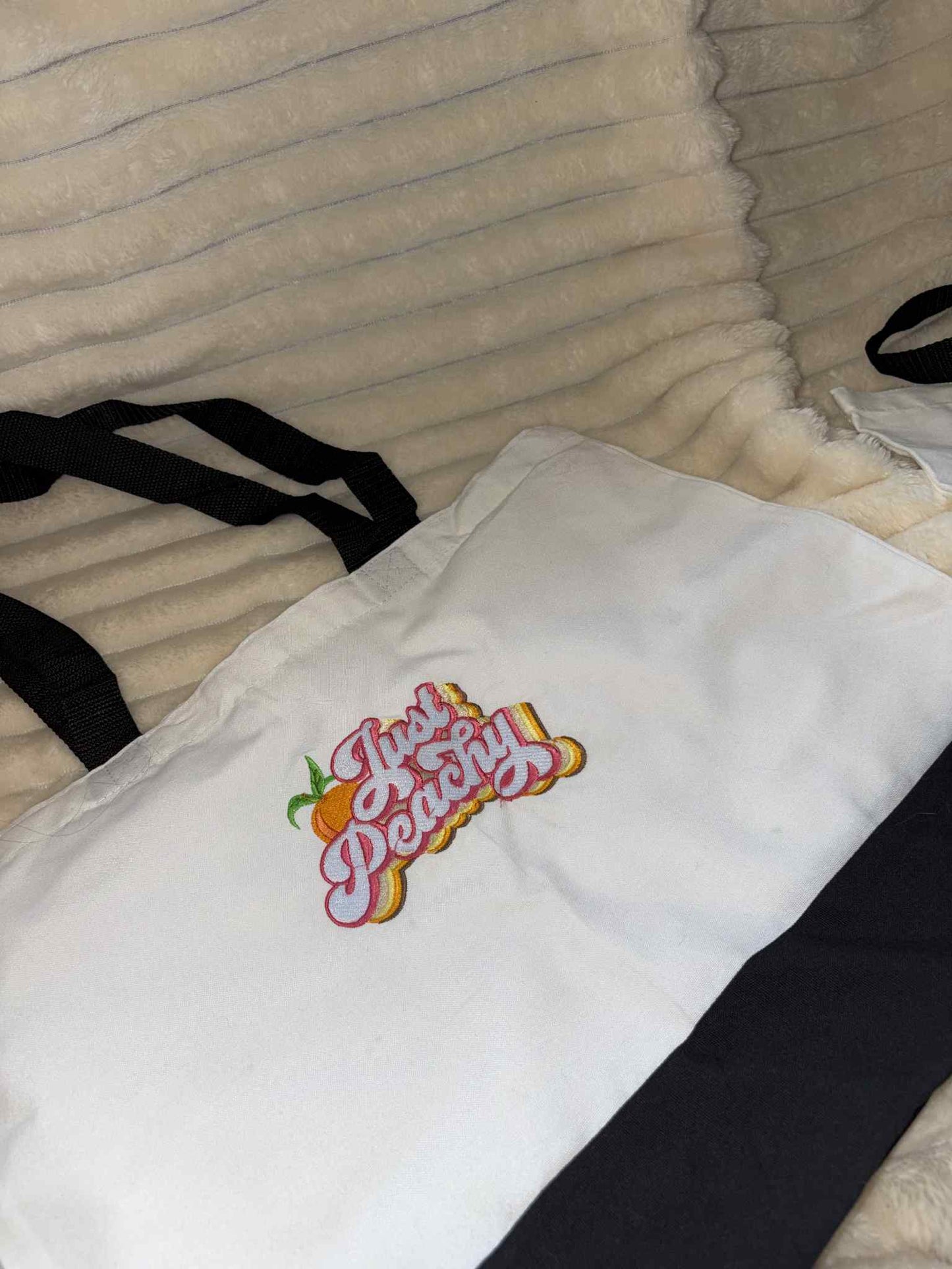 Retro 'Just Peachy' Embroidered Tote Bag