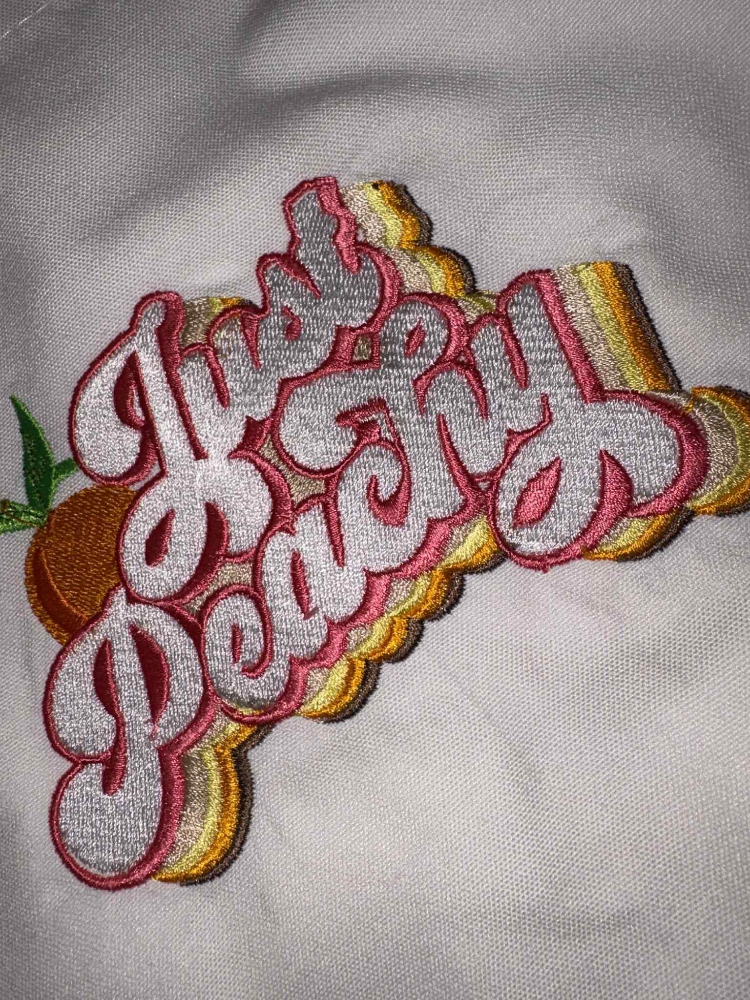Retro 'Just Peachy' Embroidered Tote Bag