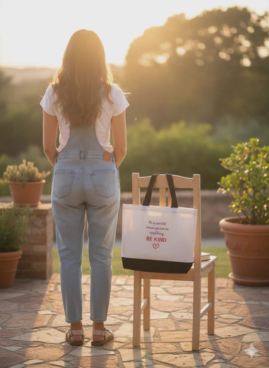 In a World Be Kind Tote Bag | Inspirational Quote Canvas Tote Bag | Positive Message Gift |Motivational Anti-Bullying Tote