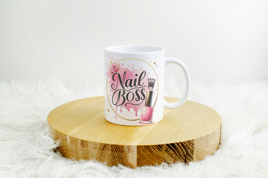 Nail Boss Mug – Pink Glam Nail Tech Coffee Cup