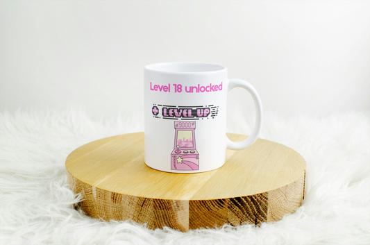 Pink Level 18 Unlocked Mug - 18th Birthday Gift
