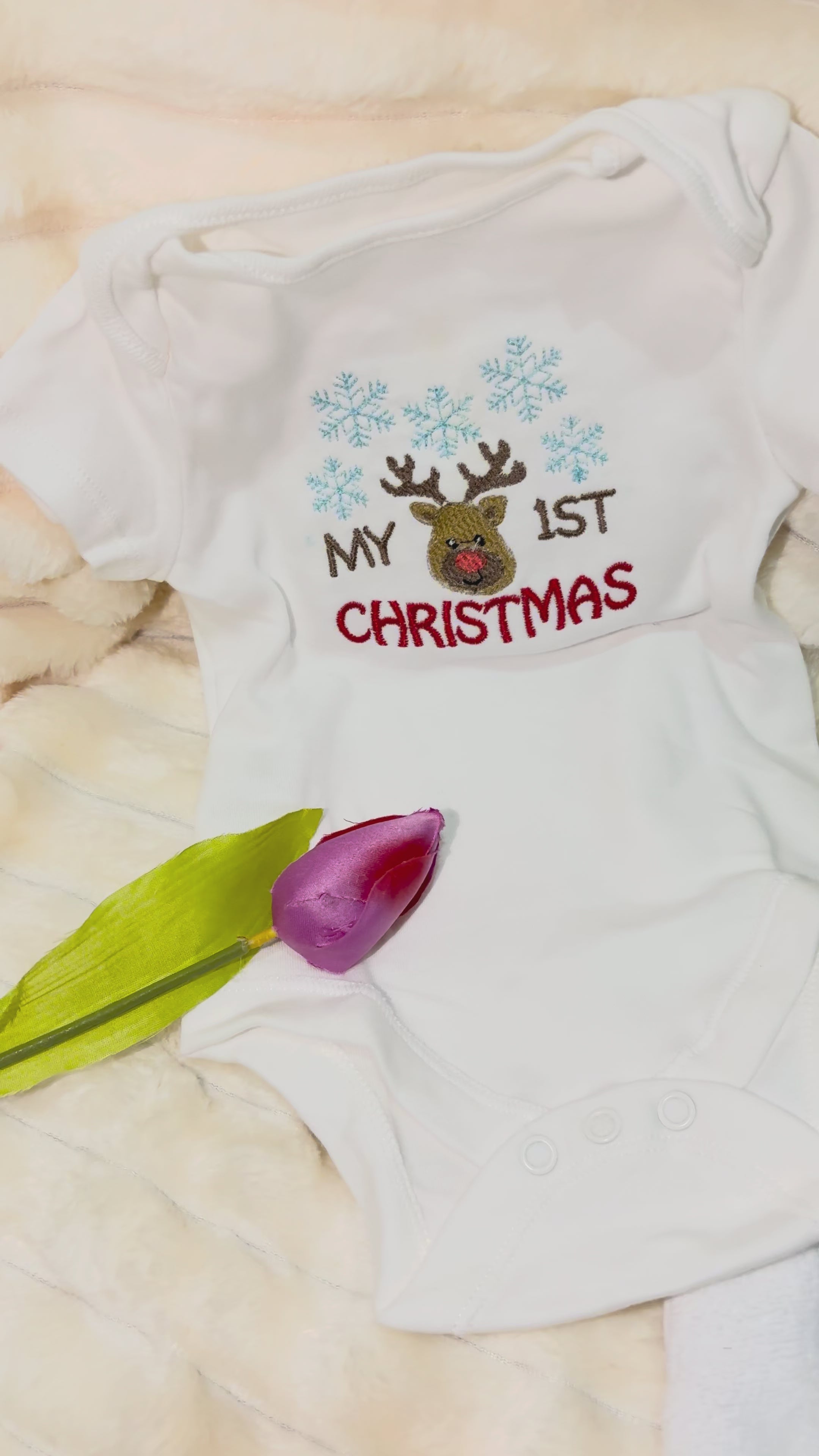Christmas Baby Outfit Set – Personalised Festive Baby Grow, Vest & Bib