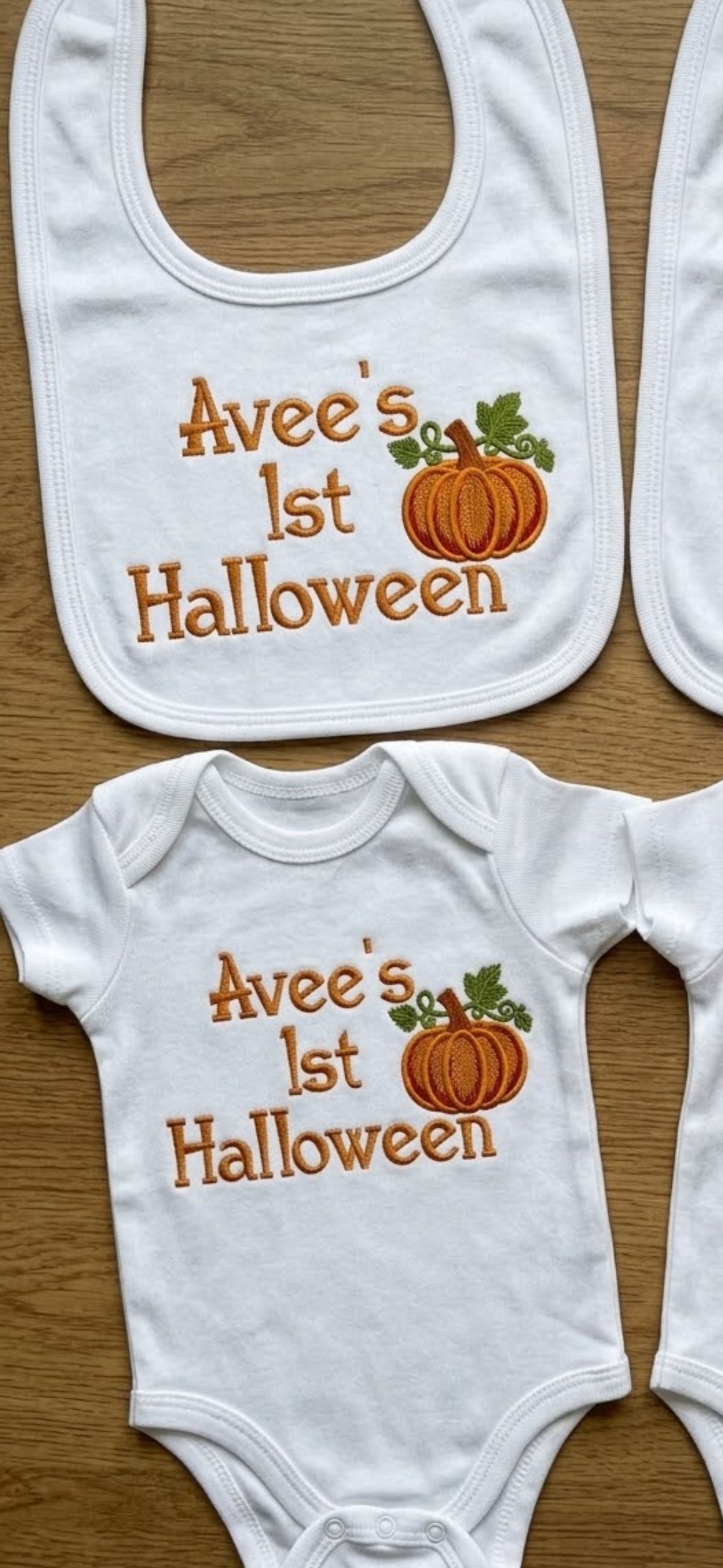 Personalized Baby First Halloween Outfit, Embroidered Baby Bib & Bodysuit, 1st Halloween, Cutest Pumpkin in the Patch, Custom Baby Gift