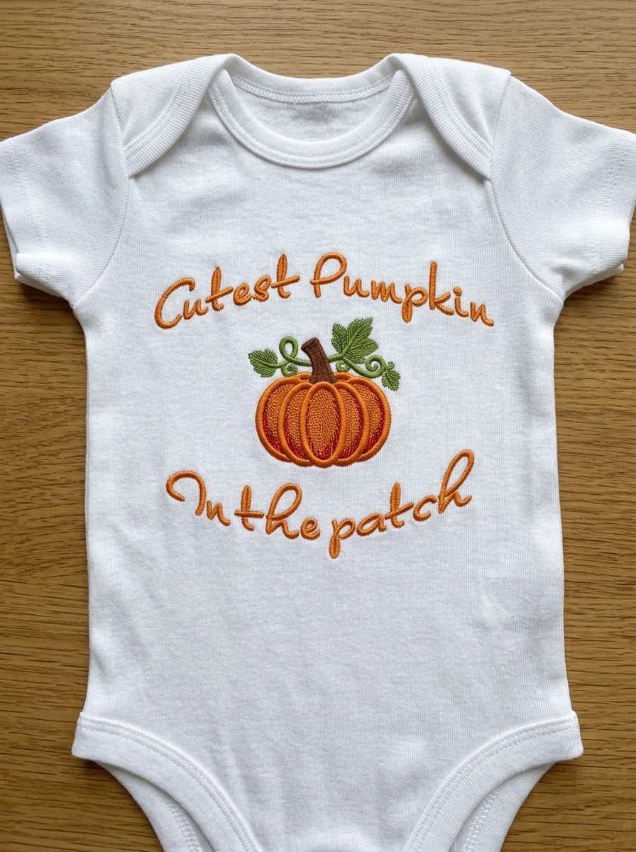 Personalized Baby First Halloween Outfit, Embroidered Baby Bib & Bodysuit, 1st Halloween, Cutest Pumpkin in the Patch, Custom Baby Gift