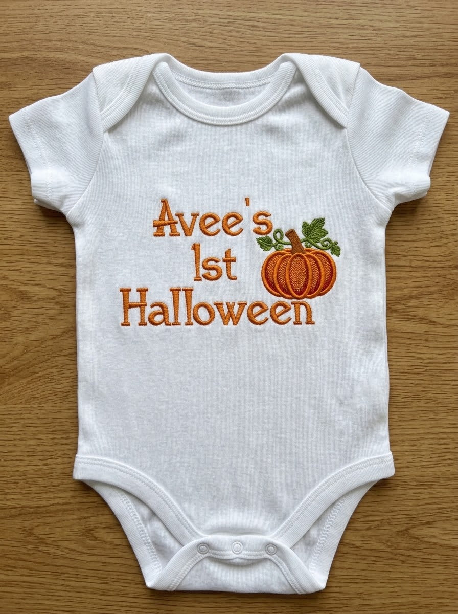 Personalized Baby First Halloween Outfit, Embroidered Baby Bib & Bodysuit, 1st Halloween, Cutest Pumpkin in the Patch, Custom Baby Gift