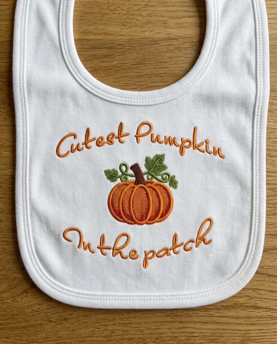 Personalized Baby First Halloween Outfit, Embroidered Baby Bib & Bodysuit, 1st Halloween, Cutest Pumpkin in the Patch, Custom Baby Gift