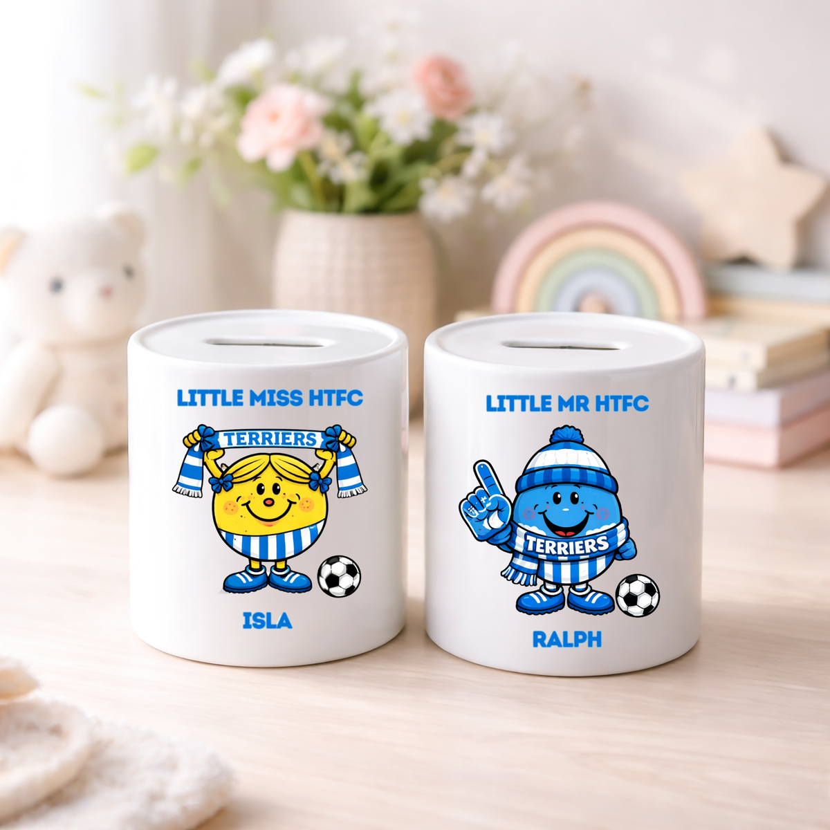 Personalised Money Box Ceramic Piggy Bank Little Miss/Mr HTFC
