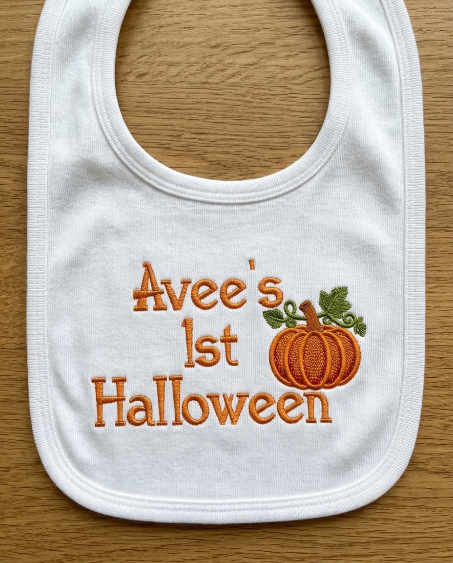 Personalized Baby First Halloween Outfit, Embroidered Baby Bib & Bodysuit, 1st Halloween, Cutest Pumpkin in the Patch, Custom Baby Gift