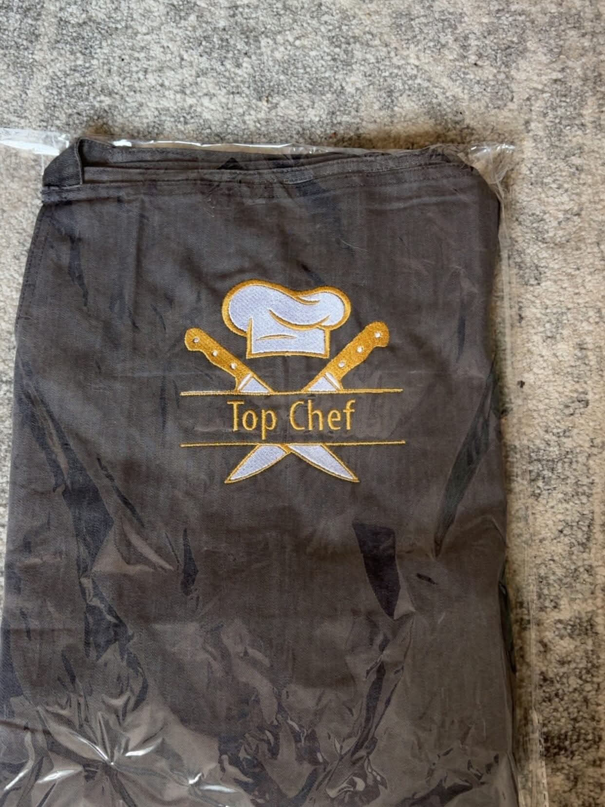 Embroidered Denim Apron, Personalized Cooking Gift for Chef, Custom Kitchen Apron Black Indigo Denim, Top Chef, Kiss the Cook, Grandma