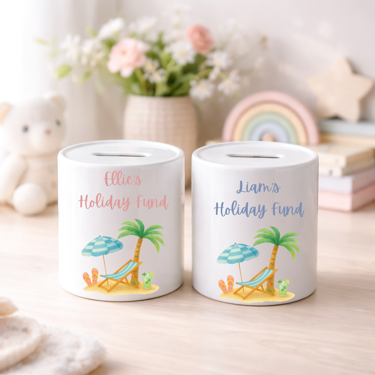 Personalised Money Box Ceramic Piggy Bank Holiday Fund